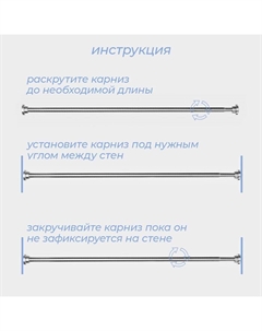 Карниз для ванной, телескопический, 110-200 см, нержавеющая сталь, чёрный Savanna