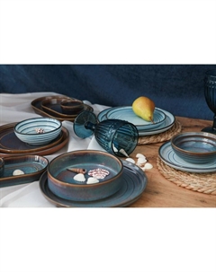 Десертная тарелка Garland, d=18.2 см, фарфор, синяя, коричневая Magistro