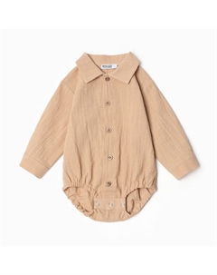 Боди-рубашка для мальчика, бежевое, рост 62-68 см Minaku