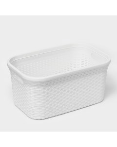 Корзина для глаженого белья «Ротанг», 32 л, 50×32.3×24.5 см, белая Violet