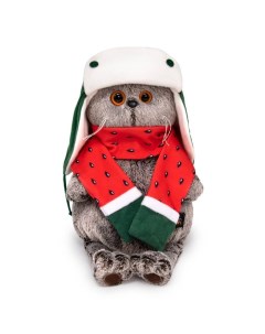 Мягкая игрушка «Кот Басик», в двусторонней шапке и шарфе, 19 см Басик и ко