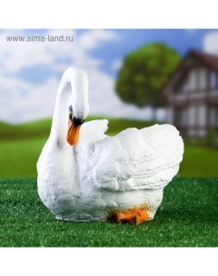 Декоративное кашпо для цветов «Лебедь», 25×15 см, полистоун Хорошие сувениры