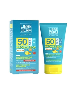 Солнцезащитный крем для детей SPF50+ с Омега 3 - 6 - 9 и термальной водой Bronzeada Sun Protection Kids Cream 150 Librederm
