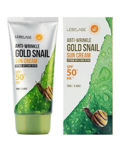 Солнцезащитный крем против морщин с муцином улитки и золотом 70 Lebelage