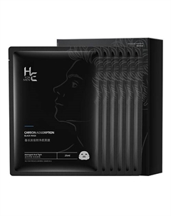 Карбоновая углеродная тканевая маска для лица НЕ for men CARBON ADSORPTION black mask 6 He for men