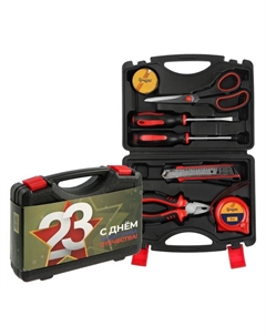 Набор инструментов в кейсе «23 ФЕВРАЛЯ», в подарочной упаковке, 7 предметов Tundra