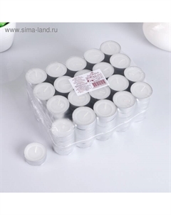 Набор свечей чайных, 3.8×1.6 см, 3.5 ч, 12 г, 100 шт., белый Омский свечной завод