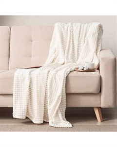 Плед «. Клетка», 150×200 см, корал-флис, 240 г/м², 100% полиэстер, молочный Этель