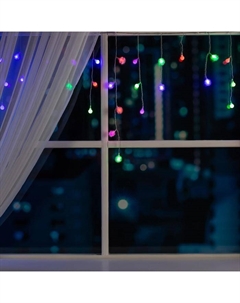 Гирлянда «Бахрома» 3 × 0.5 м с насадками «Шарики и ёжики», IP20, прозрачная нить, 80 LED, свечение мульти (RG/RB), мигание, 220 В Luazon lighting