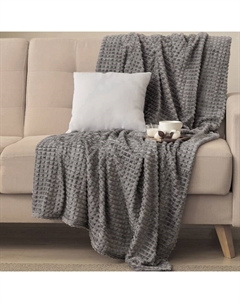 Плед «. Клетка», 150×200 см, серый, корал-флис, плотность 240 г/м² Этель