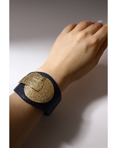 Браслет кожа Casual, тёмно-синий в золоте L=22 Qf