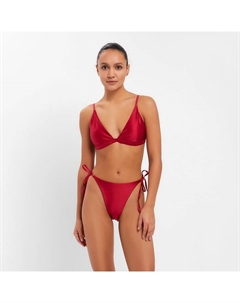 Купальник раздельный однотонный с завязками женский, размер 48, красный Minaku