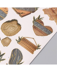 Фотоальбом на кольцах 25 листов «Текстура дерево и камень», с наклейками, 19×27×3 см Keep memories