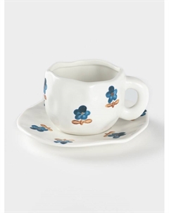 Чайная пара «Гвоздика», чашка 320 мл, блюдце d=16 см, ручная роспись, керамика, белая Доляна
