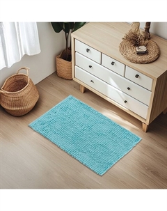 Коврик для ванной «Букли длинные», 50×80 см, длина букли 2 см, голубой Доляна