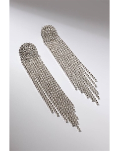 Серьги висячие со стразами «Лёд» полукруг, белые в серебре Qf