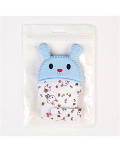 Прорезыватель-рукавичка «Зайка», от 3 мес., голубой/зеленый Крошка я