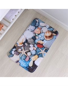 Коврик для ванной и туалета «Ракушки на камушках», 45×75 см Доляна