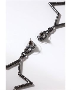 Серьги висячие со стразами «Сумерки» звёзды, цвет серый в сером металле, 7 см Qf