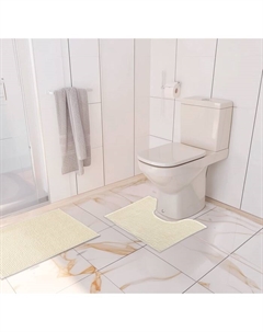 Коврики для ванной и туалета «Букли», 2 шт., 40×50, 50×80 см, молочные Доляна