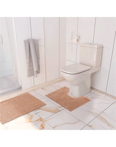 Коврики для ванны и туалета «Букли», 2 шт., 40×50, 50×80 см, бежевые Доляна