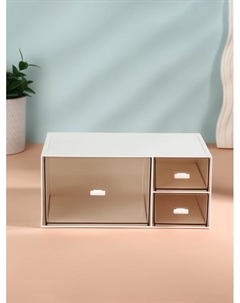 Органайзер для хранения BASIC, многоуровневый, 3 секции, 22.9×17.5×10 см, белый, прозрачный Qf