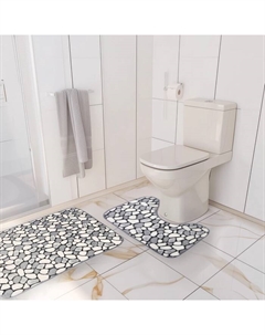 Коврики для ванной и туалета «Галька», 2 шт., 40×49 см, 50×80 см Доляна