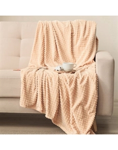 Плед «. Клетка», 200×220 см, корал-флис, бежевый Этель