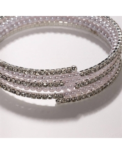 Браслет «Жемчуг» мелкий со стразами, d=5.5, белый в серебре Qf