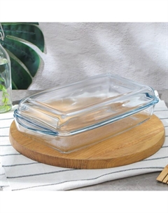 Форма для запекания Borcam, 2 л, с крышкой, жаропрочное стекло, прозрачная Pasabahce