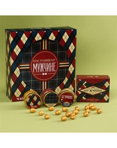 Подарочный набор «Настоящему мужчине», чай, крем-мёд, орехи в шоколаде Фабрика счастья