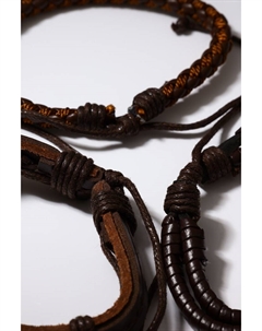 Набор браслетов из кожи «Парун», коричневый, d=7.5 см Qf