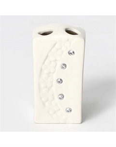 Аксессуары для ванной «Цветочный барельеф», 4 предмета, дозатор 270 мл, мыльница, 2 стакана 210 мл, белые Доляна