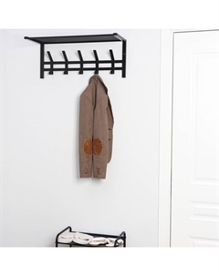 Вешалка настенная«Торонто 21», с полкой, 5 двойных крючков, 67×27×27 см, чёрная Zmi