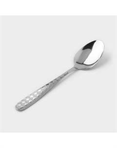 Набор столовых ложек из нержавеющей стали «Ромб», длина 20.5 см, 6 шт., цвет серебряный Доляна