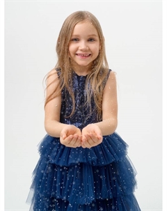 Платье детское с пайетками, размер 34 (122-128 см), синий Kaftan