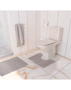 Коврики для ванной и туалета «Букли», 2 шт, 40×50, 50×80 см, цвет серый Доляна