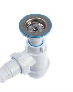 Сифон для мойки «АНИ Пласт» С0515, 1 1/2"х40 мм, с нерж решеткой d=70 мм, гофра 40×40/50 мм Ани пласт