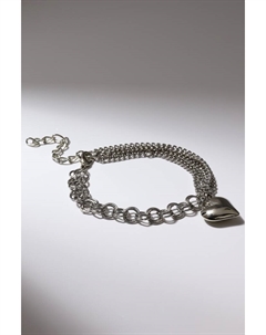 Браслет металл «Цепь» сердце объёмное, цвет серебро, L=18 см Qf