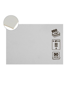 Картон переплётный 1.5 мм, 21 х 30 см, 30 листов, 950 г/м", белый Calligrata