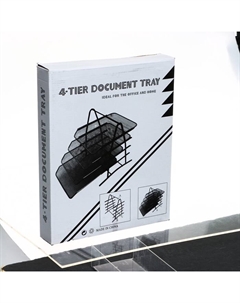 Лоток горизонтальный для бумаг 4 отделения сетка металл, чёрный Calligrata