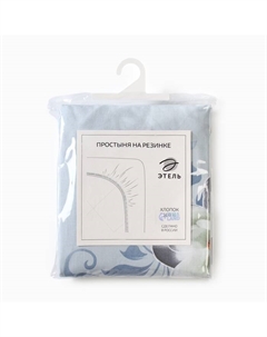 Простыня на резинке 1.5-спальная «. Кувшинки (вид 2)», 160×200+25, бязь Этель