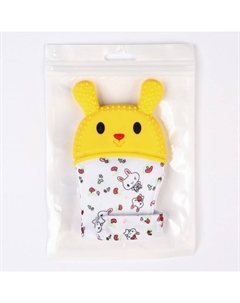 Прорезыватель-рукавичка «Зайка», красный/желтый Крошка я