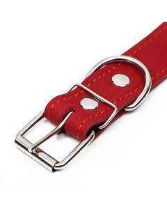 Ошейник кожаный на синтепоне, безразмерный, 71 х 3,5 см, ОШ 29-62 см, красный Пижон