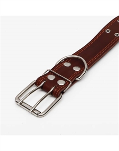 Ошейник кожаный на синтепоне, безразмерный, 83×4.5 см, ОШ 20-71 см, коричневый Пижон