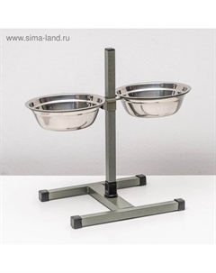 Подставка с мисками, 2×1 л, высота 40 см, разборная, зелёная Пижон