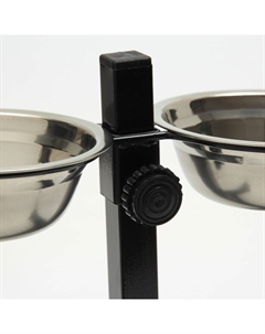 Подставка с мисками, 2×250 мл, высота 25 см, разборная, чёрная Пижон