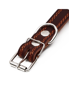 Ошейник кожаный «Строгий шип», 56×2.5 см, ОШ 35-45 см, коричневый Пижон