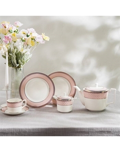 Чайный сервиз WY Paradaise, 20 предметов, чайник 1 л, сахарница 300 мл, 6 кружек 250 мл, 6 блюдец d=15.5 см, 6 тарелок d=20.5 см, фарфор Wilson&young