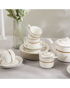 Чайный набор WY Grace, 12 предметов, кружка 250 мл 6 шт., блюдце d=15.5 см 6 шт., фарфор Wilson&young